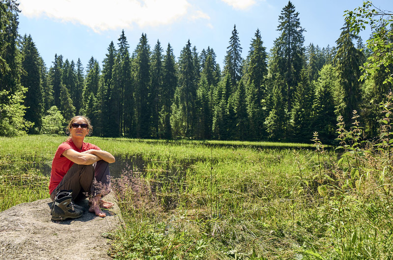 In Momenten der Stille werden Waldgeschichten am Goldsteig hörbar: die Kreuzbachklause bei Haidmühle im Bayerischen Wald. 