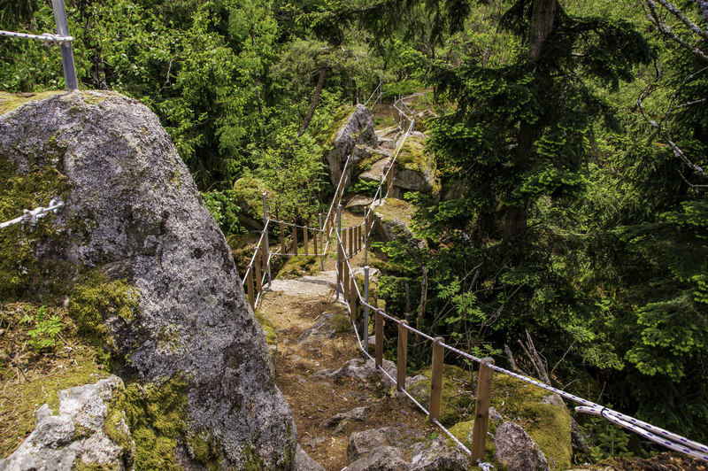 Der Goldsteig führt über die Steinerne Wand nach Rötz.