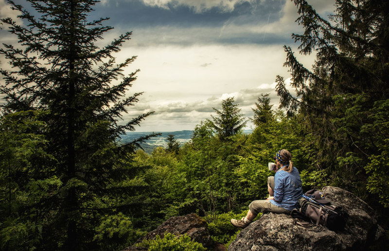 Der 936 Meter hohe Kreuzfelsen ist der höchste Gipfel am länglichen Bergrücken Gibacht auf der Goldsteig-Etappe N10.