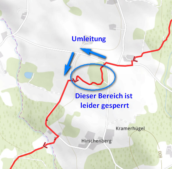 Etappe N22 Breitenberg-Hauzenberg: Umleitung & Beeinträchtigungen 